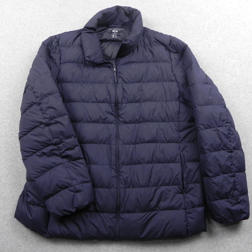 Uniqlo Ultra Light Down Jacket Mens XXL Puffer Navy Blue Water Repellent Coat
